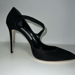 Jimmy Choo Black suede pump size 40. Never worn still in box and packaging.